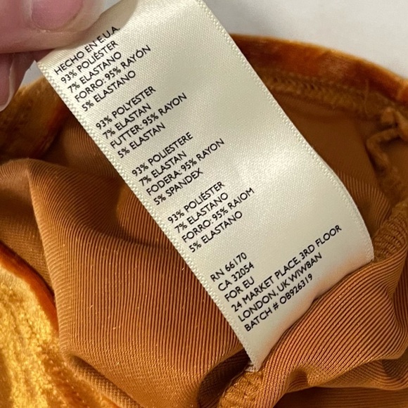 Urban Outfitters Golden Orange Crushed Velvet Mini Dress Small Whimsigoth Fairy - Picture 7 of 7